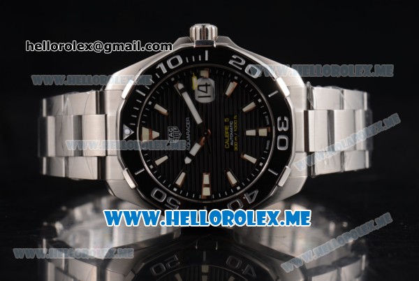 Tag Heuer Aquaracer Calibre 5 Swiss ETA 2824 Automatic Stainless Steel Case/Bracelet with Black Dial and Stick Markers - Click Image to Close